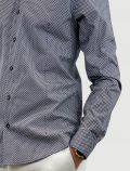 Camicia manica lunga Identikit - pois beige fondo blu - 1