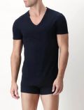Maglia manica corta in cotone Perofil - blu - 0