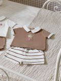 Completo 2 pezzi Newborn - riga marrone - 0