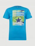 T-shirt manica corta sportiva Converse - azzurro - 0