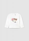 T-shirt manica lunga Mayoral - bianco rosa - 0