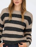 Pullover manica lunga Only - beige nero - 1