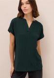 Camicetta a manica corta. scollo a v - verde scuro - 0