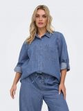 Camicia in jeans con colletto. chiusu... - medium blue denim - 0