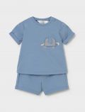 Completo maglia e pantalone corto Newborn - azzurro beige - 0