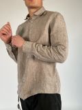 Camicia manica lunga lino Seinse - fango - 1