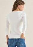 Maglia basica in cotone. scollo a bar... - bianco - 6