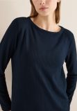 Maglia in felpa leggera. scollo a bar... - blu - 1