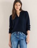 Blusa con scollo a v e maniche lunghe... - blu - 0