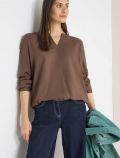Blusa con scollo a v e maniche lunghe... - taupe - 0