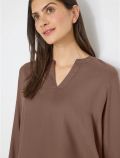 Blusa con scollo a v e maniche lunghe... - taupe - 1
