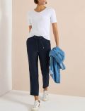 Pantalone a sigaretta in lino. vita e... - blu - 2