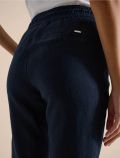 Pantalone a sigaretta in lino. vita e... - blu - 3