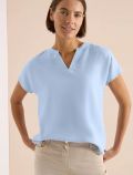 Blusa manica corta con scollo a v - blu - 0