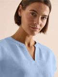 Blusa manica corta con scollo a v - blu - 1