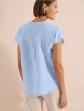 Blusa manica corta con scollo a v - blu - 4