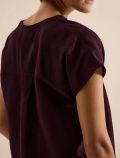 Blusa manica corta con scollo a v - burgundy - 3
