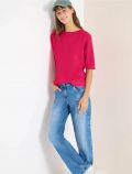 Pullover girocollo. maniche a tre qua... - fucsia - 2