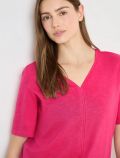 Maglia con scollo a v. fondo elastici... - fucsia - 1