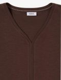 Maglia con scollo a v. fondo elastici... - marrone - 4