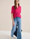 Polo manica corta. scollo a v - fucsia - 2
