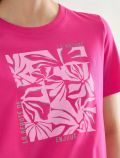 T-shirt girocollo con stampa frontale - fucsia - 1