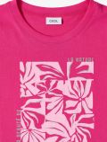 T-shirt girocollo con stampa frontale - fucsia - 3