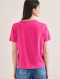 T-shirt girocollo con stampa frontale - fucsia - 4