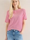 T-shirt girocollo. tessuto tramato - fucsia - 0