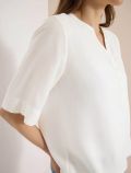 Blusa manica corta con scollo a v. ch... - bianco - 1