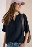 Blusa manica corta con scollo a v. ch... - blu - 0