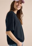 Blusa manica corta con scollo a v. ch... - blu - 2