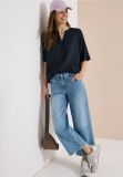 Blusa manica corta con scollo a v. ch... - blu - 5