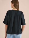Blusa manica corta con scollo a v. ch... - verde - 4