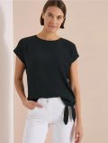 T-shirt con scollo a barchetta e dett... - verde - 0
