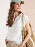 Blusa manica corta con scollo a v. te... - bianco - 0