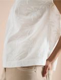Blusa manica corta con scollo a v. te... - bianco - 3