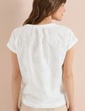 Blusa manica corta con scollo a v. te... - bianco - 4