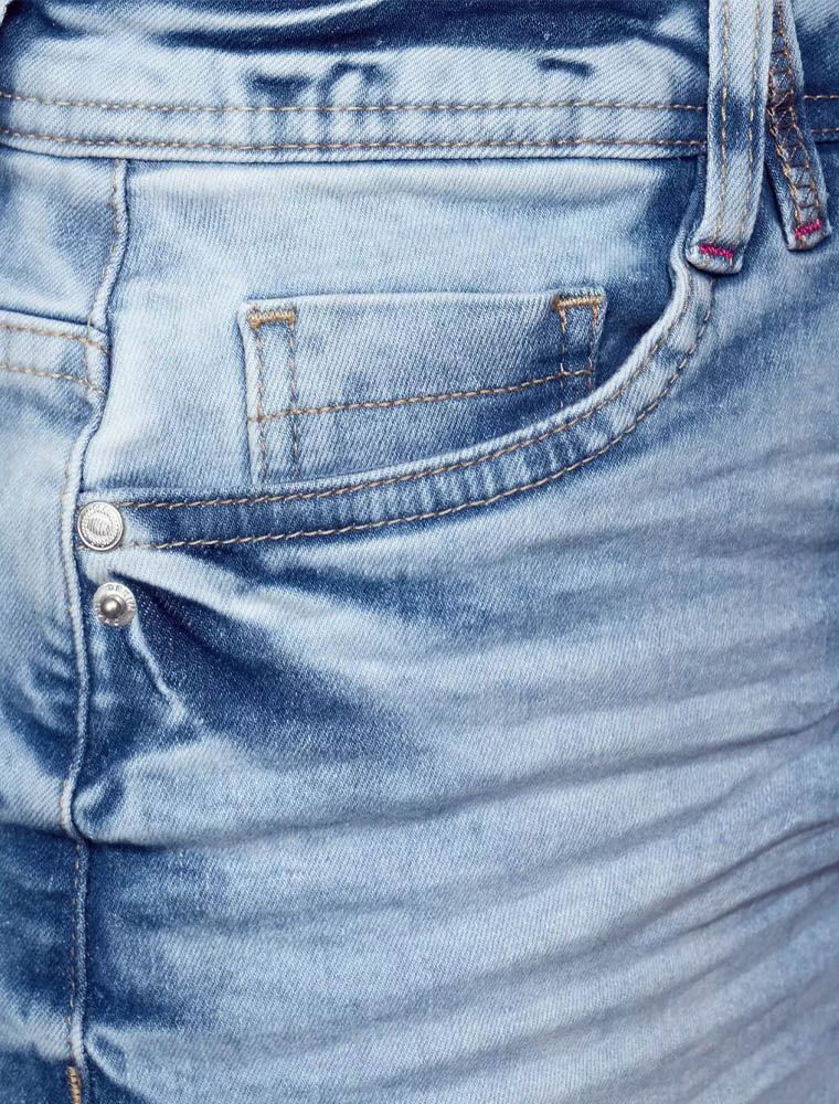 Gonna In Jeans Donna Cecil: Minigonna Con 5 Tasche, Chiusura Con Bottone E Cerniera
