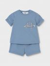 Completo maglia e pantalone corto Newborn - azzurro beige