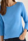 Maglia basica in cotone. scollo a bar... - azzurro