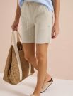 Bermuda con vita elasticizzata e coul... - beige