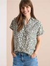 Camicetta manica corta con scollo a v... - beige