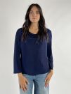 Maglia manica lunga curvy Rinascimento Curvy - blu navy
