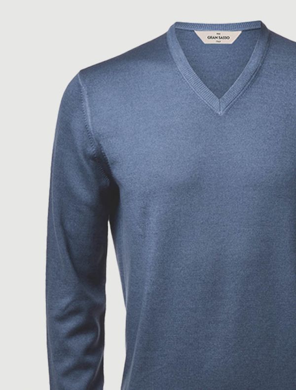 Pullover manica lunga Gran Sasso - blu melange