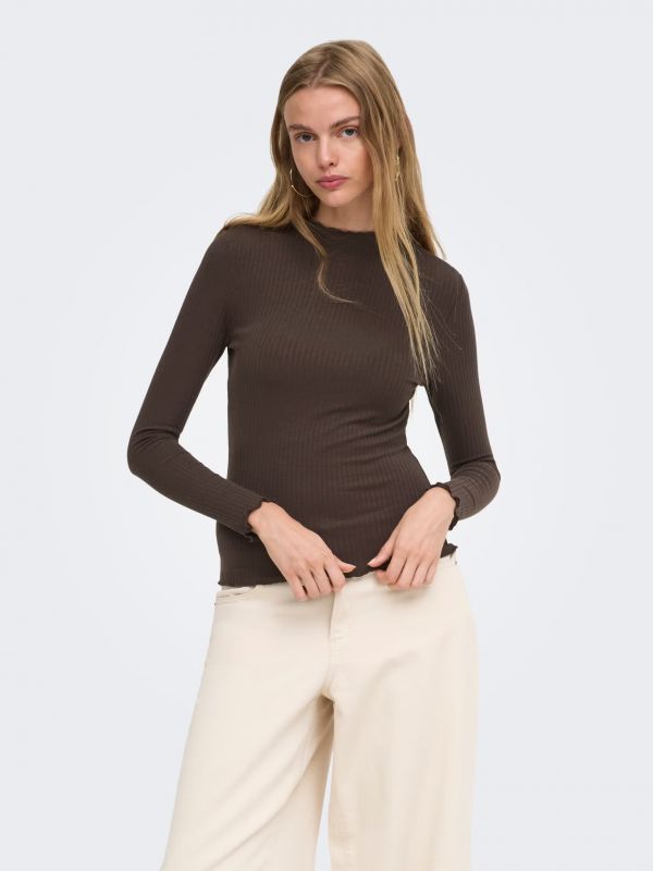 Maglia manica lunga Only - cioccolato