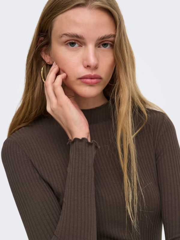 Maglia manica lunga Only - cioccolato
