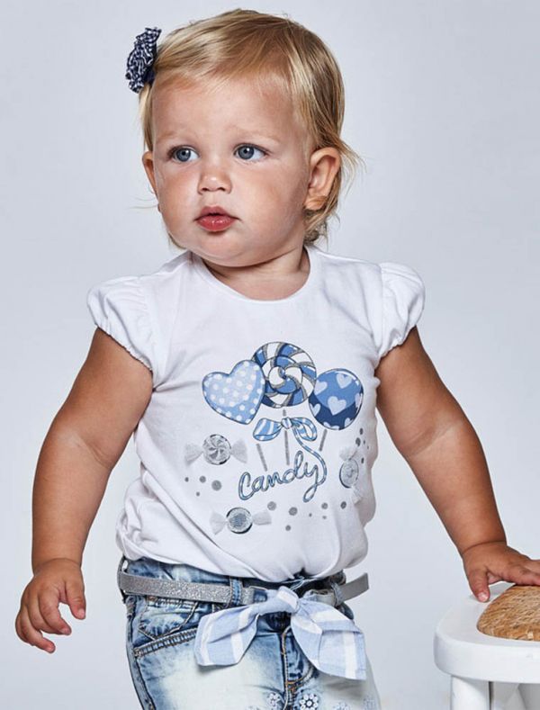 T-shirt manica corta Mayoral - bianco cielo