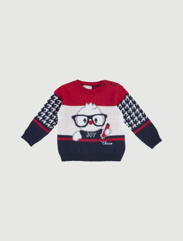 Pullover manica lunga Chicco - rosso bianco