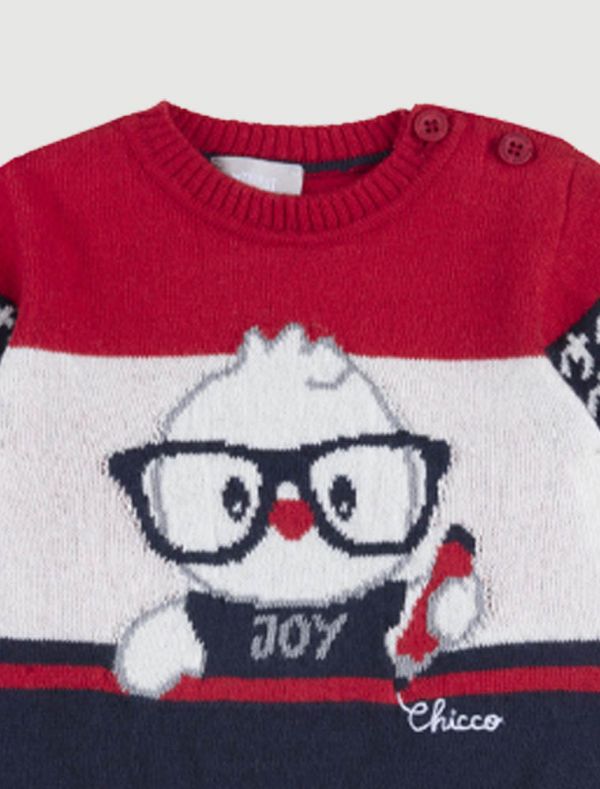 Pullover manica lunga Chicco - rosso bianco